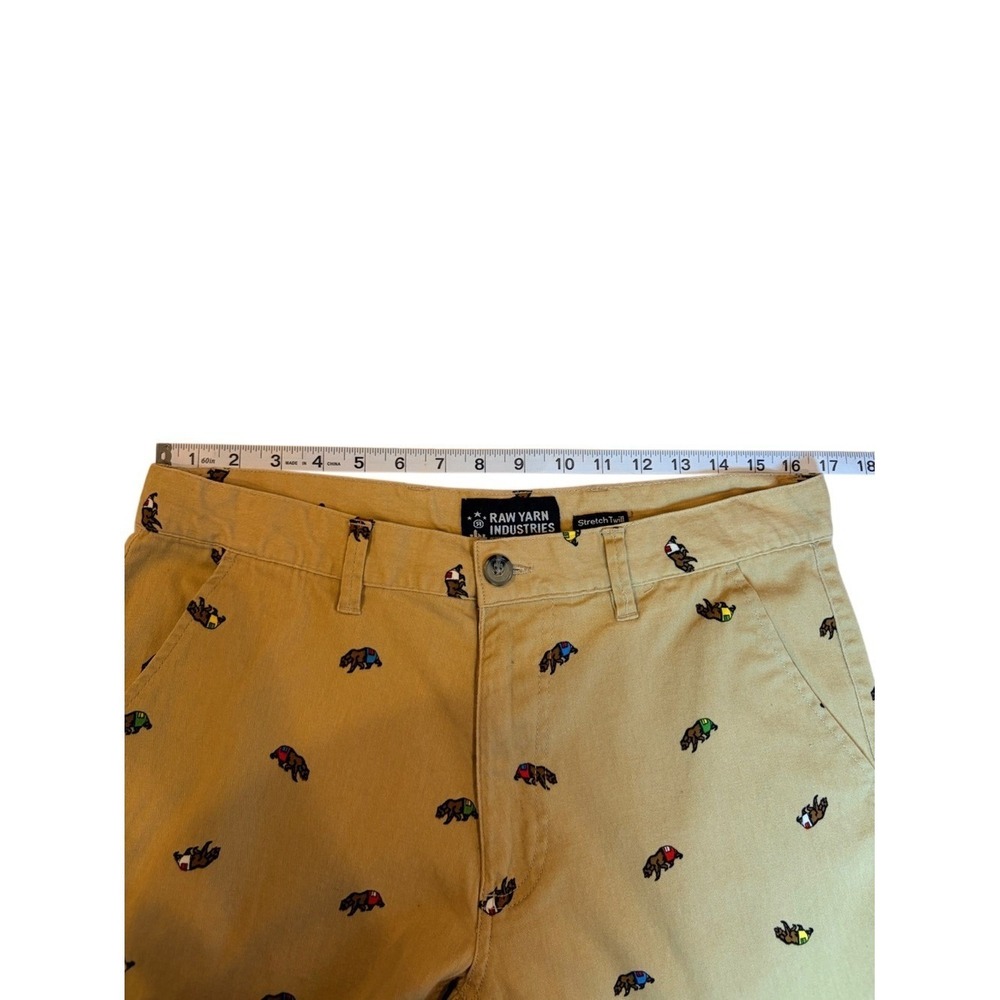 🐻 Men's Raw Yarn Industries Embroidered Chino Bear Shorts 🐻 - Picture 4 of 7